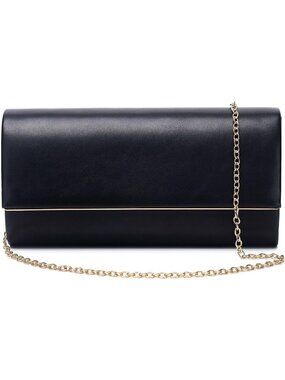 Women's Black Vegan Leather Clutch Crossbody Wedding Bridal Purse Evening Bag